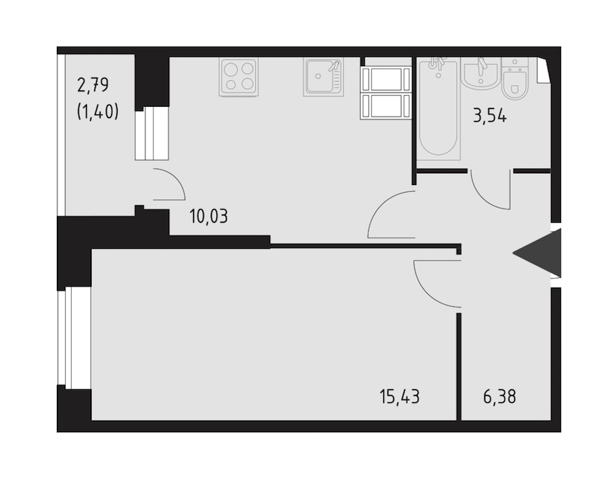 Однокомнатная квартира в СПб Реновация: площадь 36.11 м2 , этаж: 23 – купить в Санкт-Петербурге